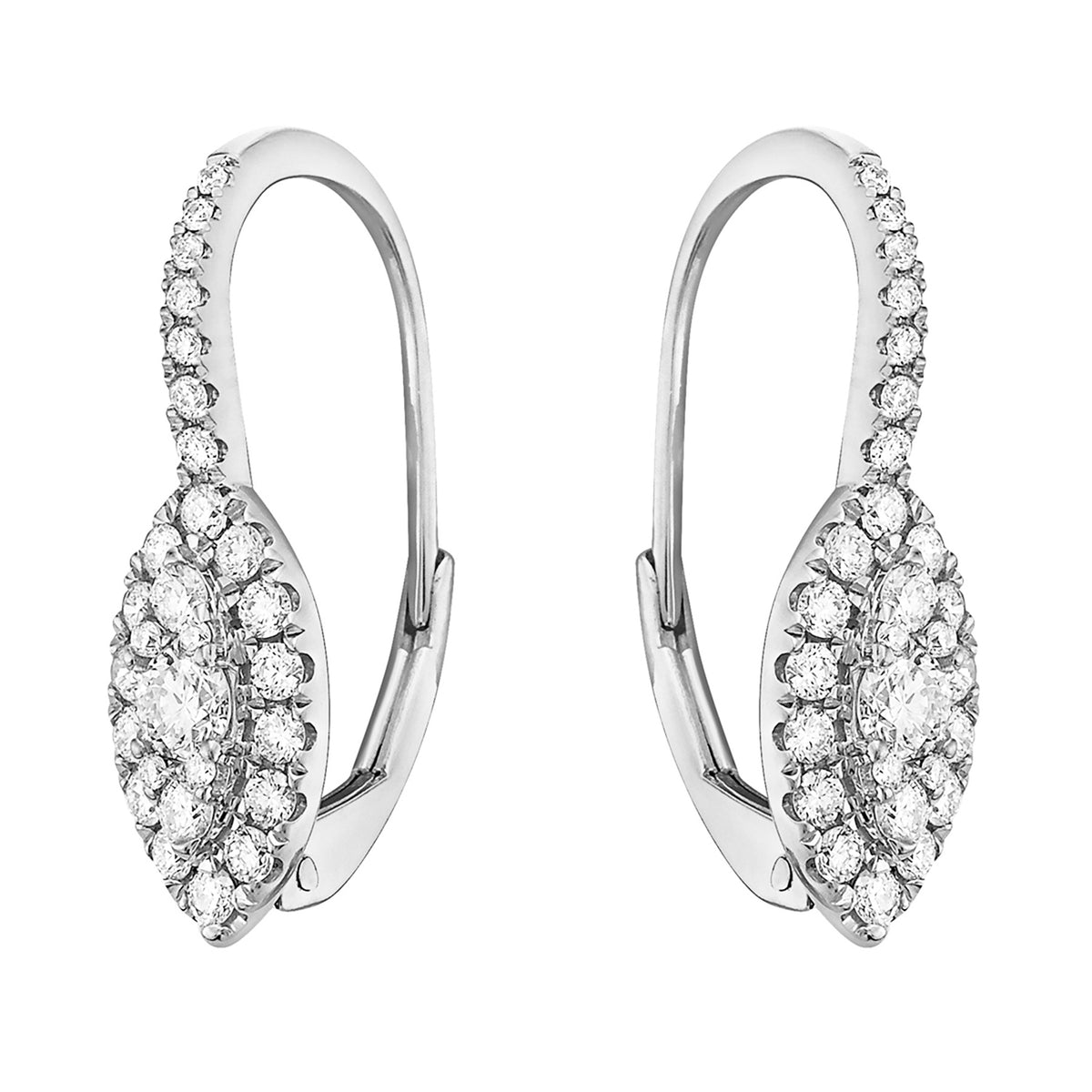 14K White Gold Marquee Illusion Hanging Earring, 0.66ct