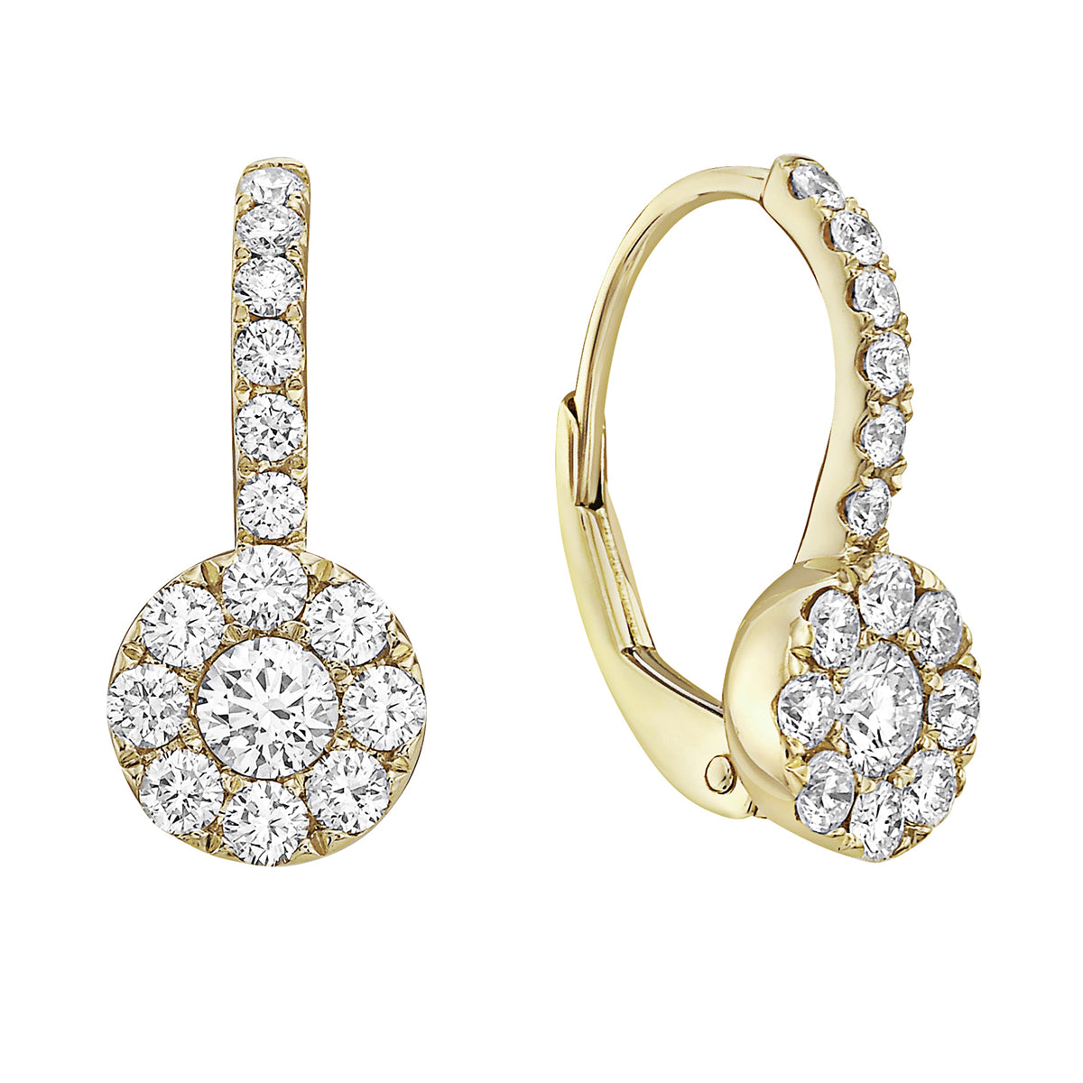 14K Yellow Gold Hook Dangle Earrings, 0.82ct