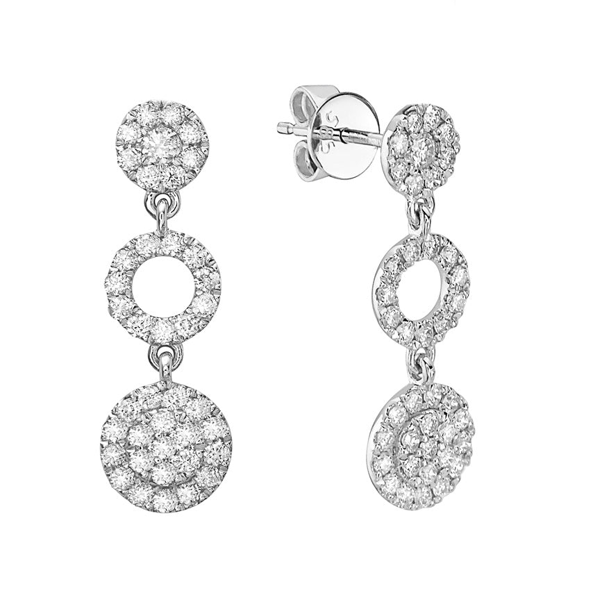 14K White Gold Short Eternity Earring, 0.55ct