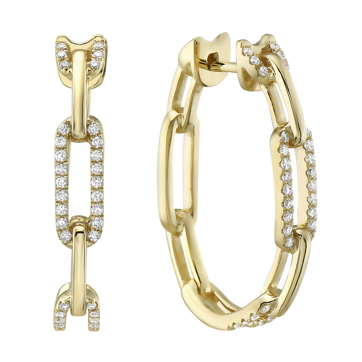 14K Yellow Gold Paperclip Hoop Earrings, 0.33ct
