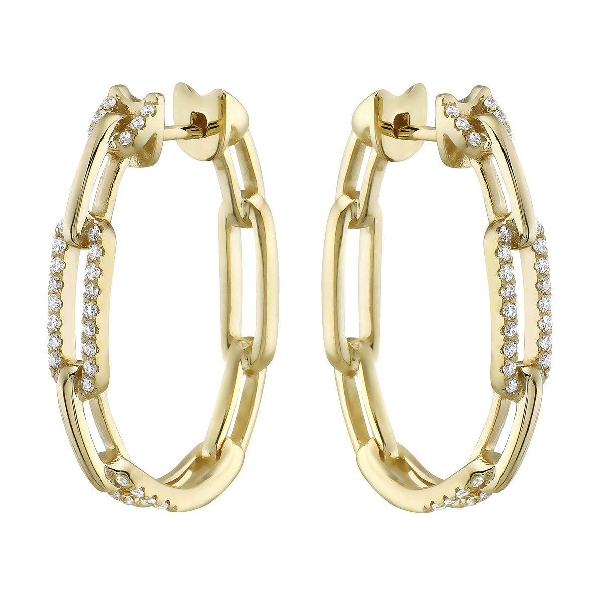 Yellow Gold Paperclip Hoop Earrings