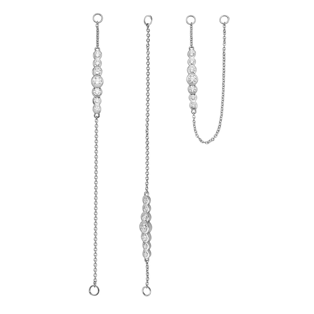14K White Gold Bezel Drop Dangle Earrings, 0.7ct