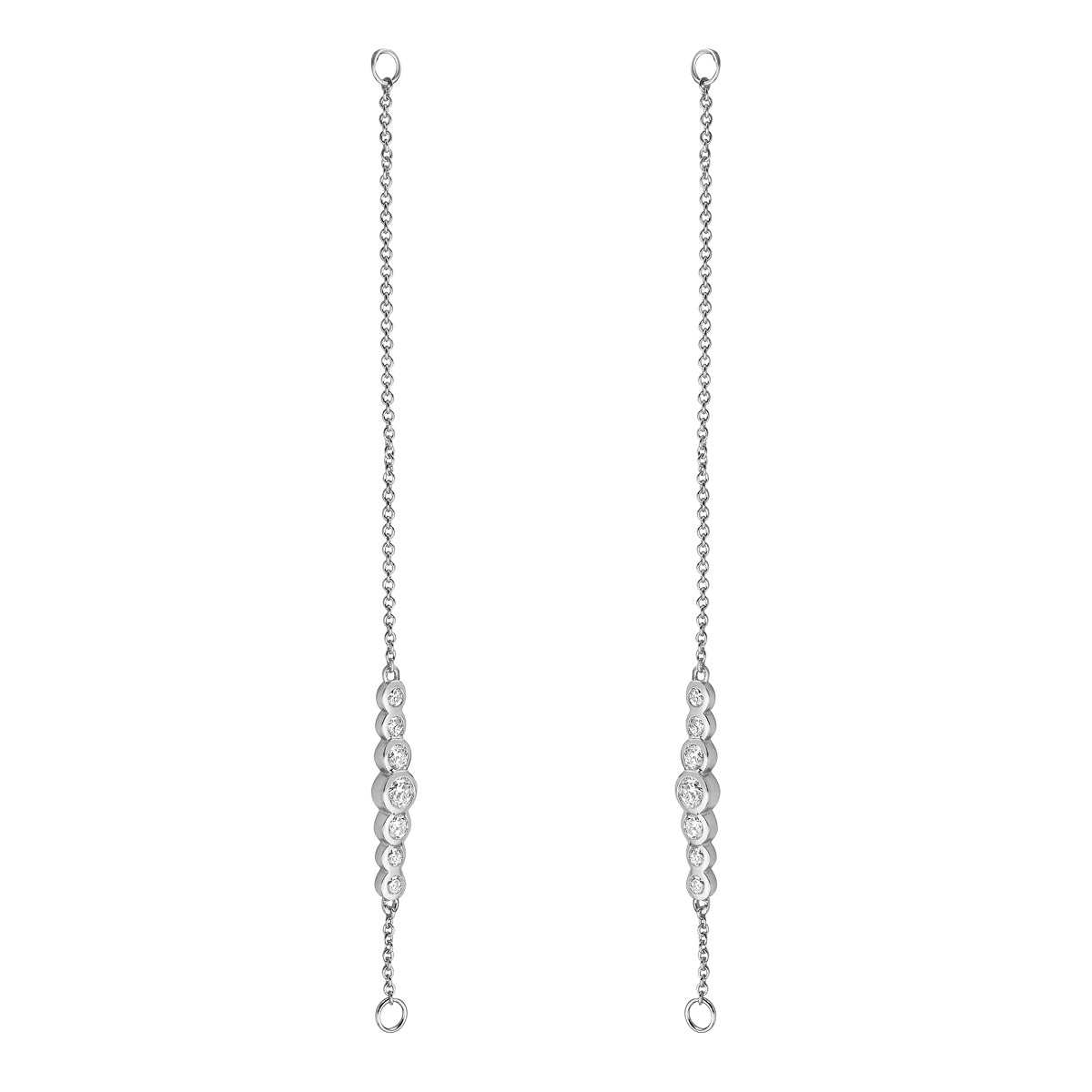 14K White Gold Bezel Drop Dangle Earrings, 0.7ct