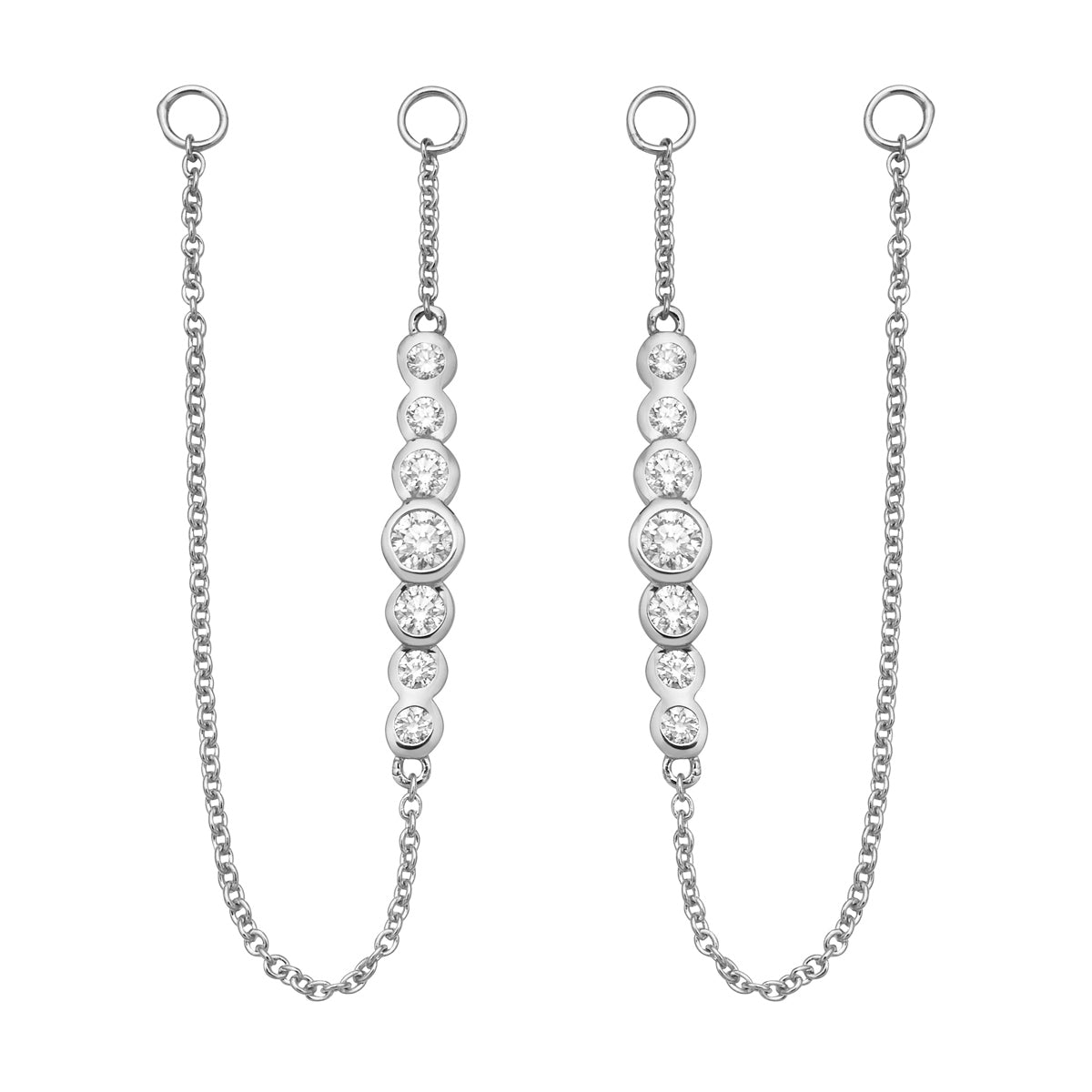 14K White Gold Bezel Drop Dangle Earrings, 0.7ct