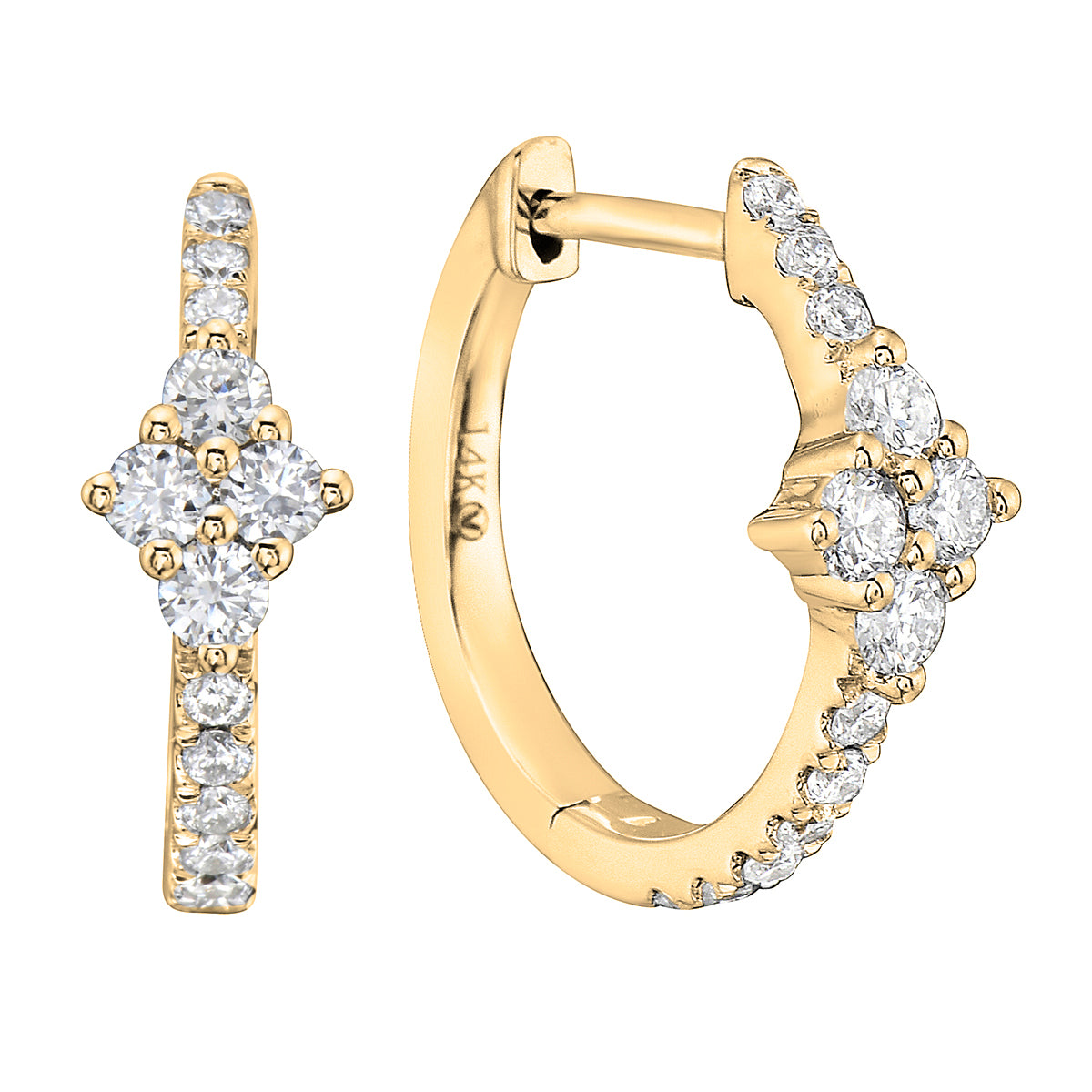 14K Yellow Gold Hoop Earrings, 0.38ct
