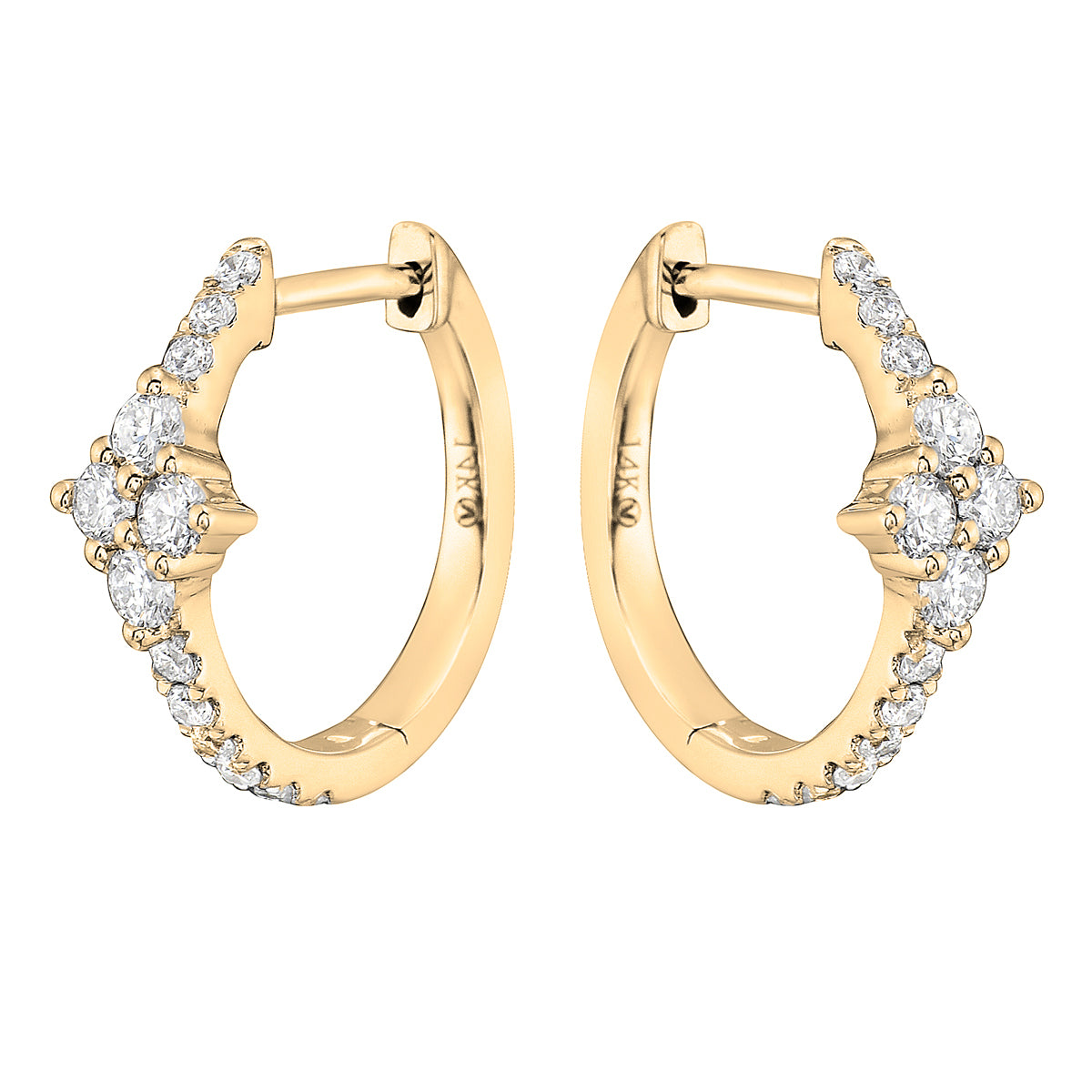 14K Yellow Gold Hoop Earrings, 0.38ct