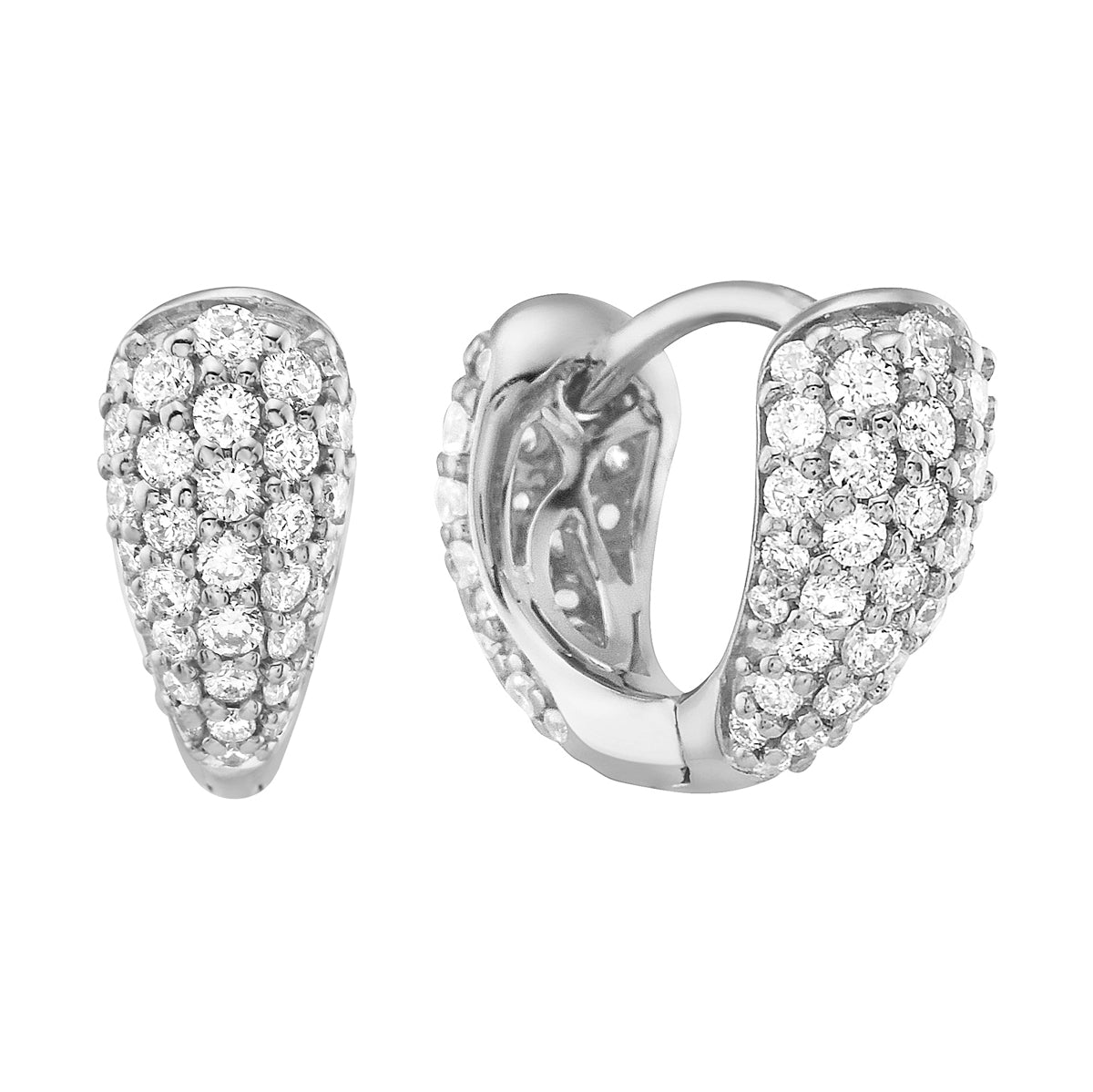 White Gold Diamond Pavé Hoop Earrings, 0.57ct