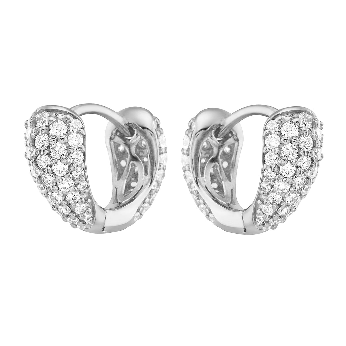 White Gold Diamond Pavé Hoop Earrings, 0.57ct