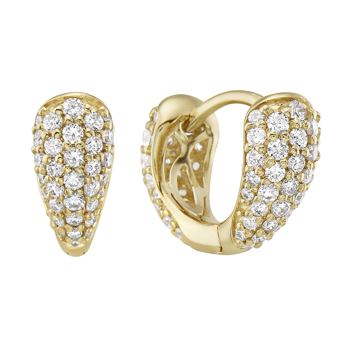 Yellow Gold Diamond Pavé Hoop Earrings