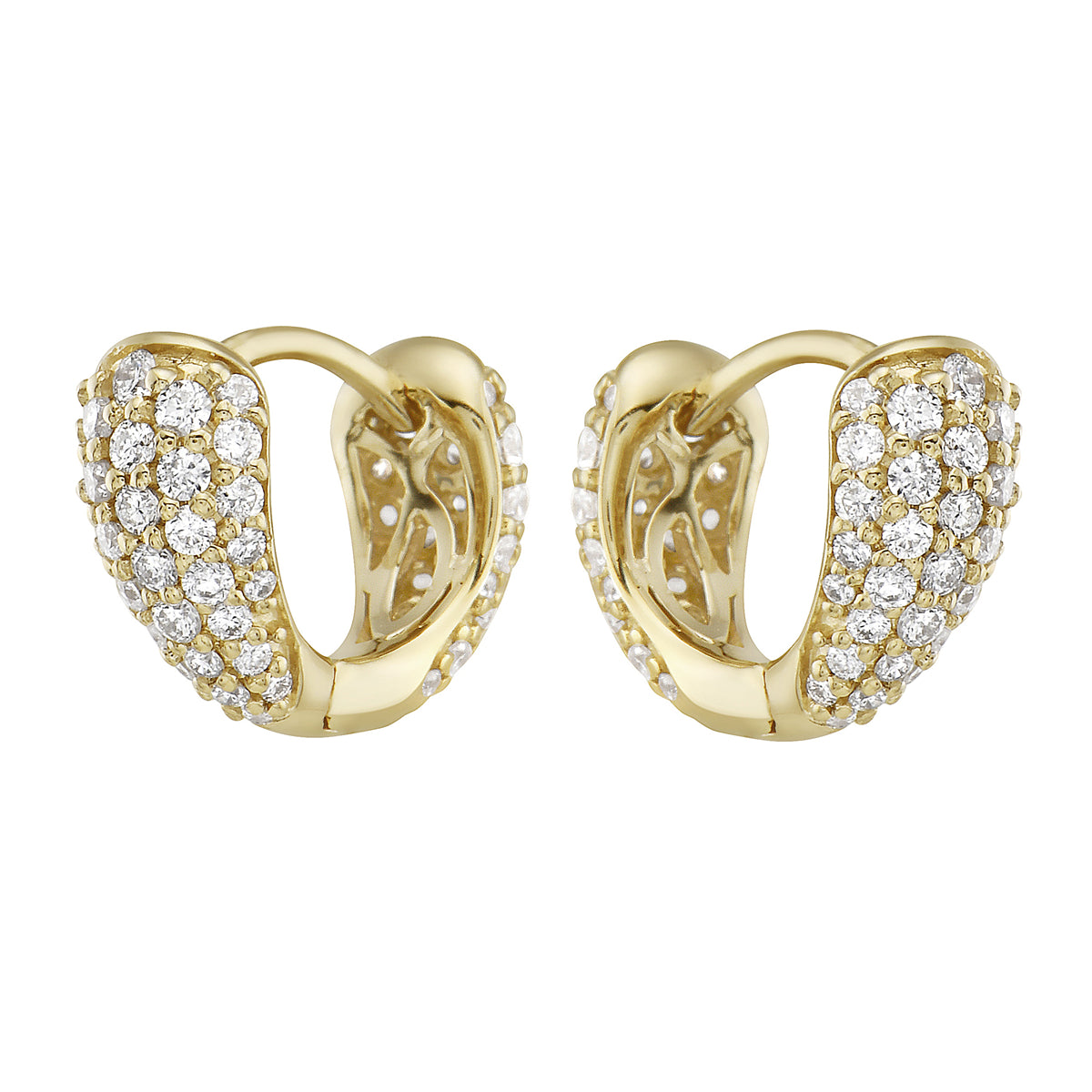 Yellow Gold Diamond Pavé Hoop Earrings, 0.57ct