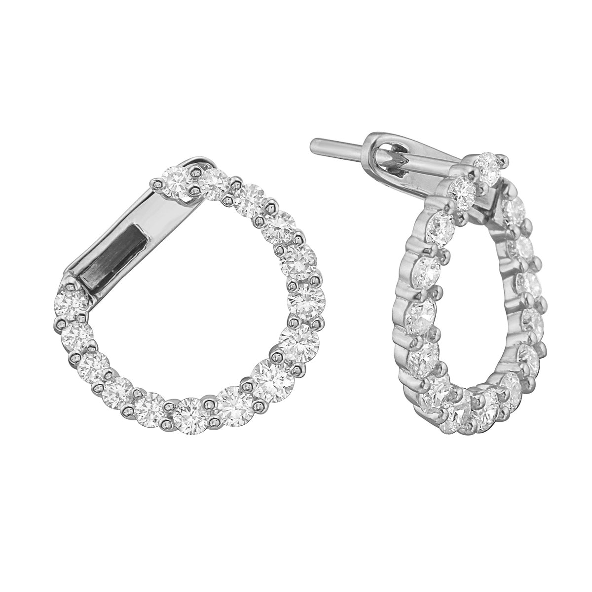 14K White Gold Halo Earring, 0.99ct