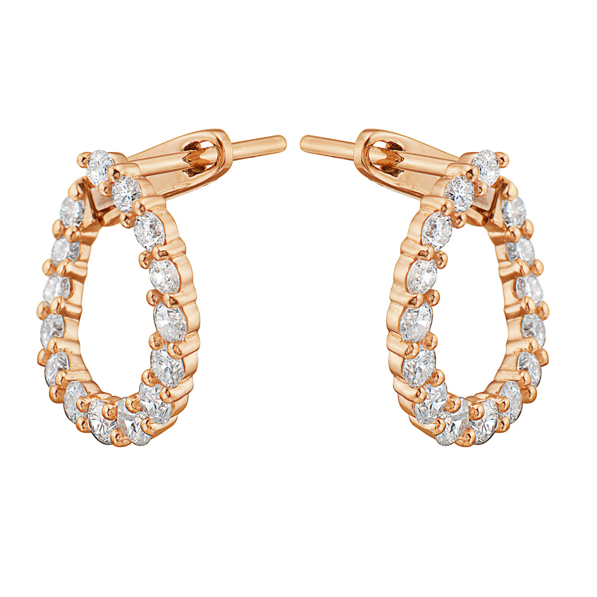 14K Rose Gold Diamond Earrings, 0.99ct