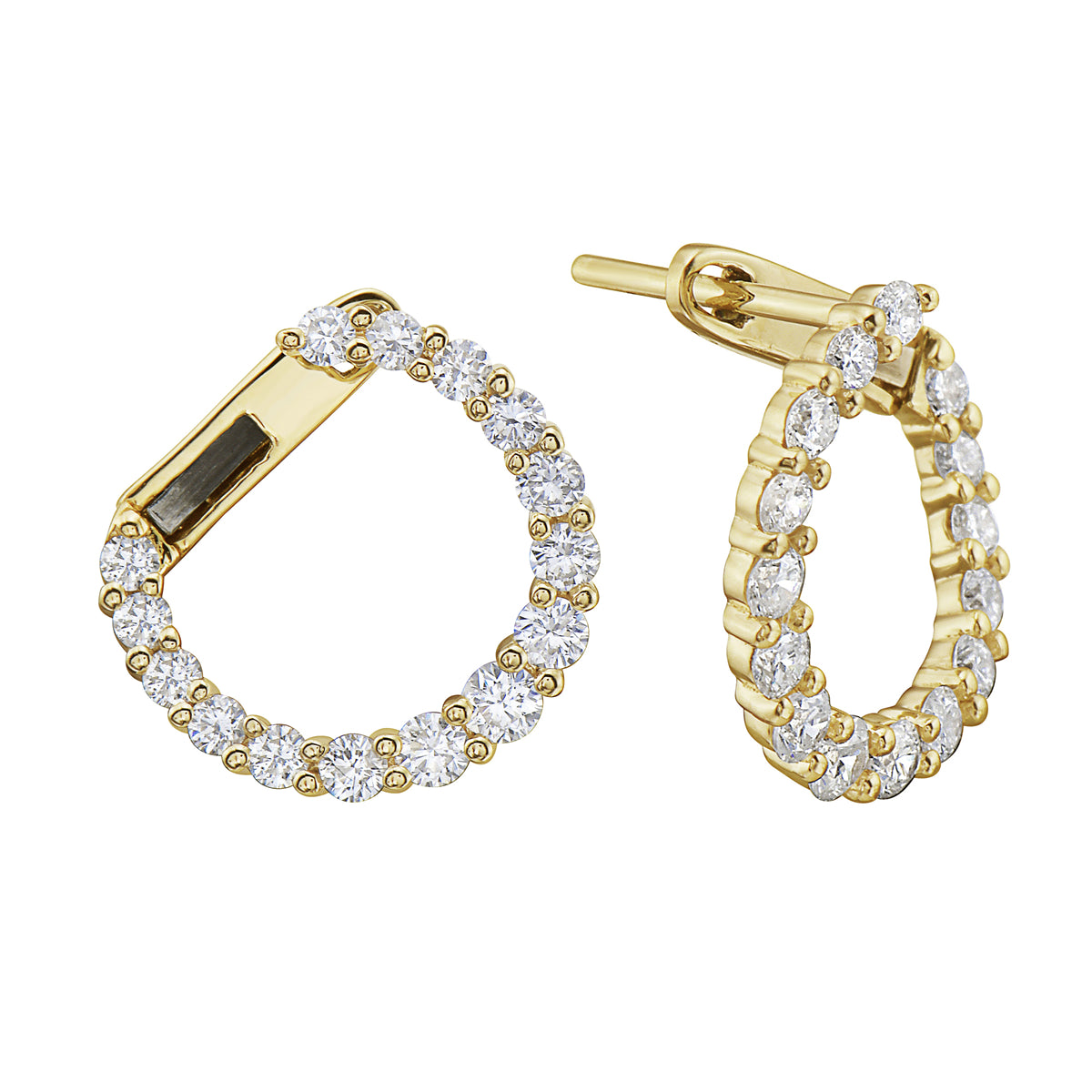 14K Yellow Gold Halo Earring, 0.99ct
