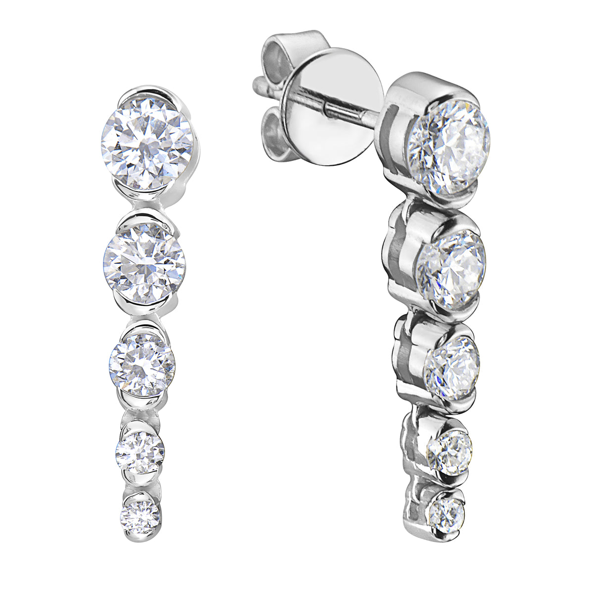 5 Stone White Gold Diamond Drop Earrings, 0.79ct