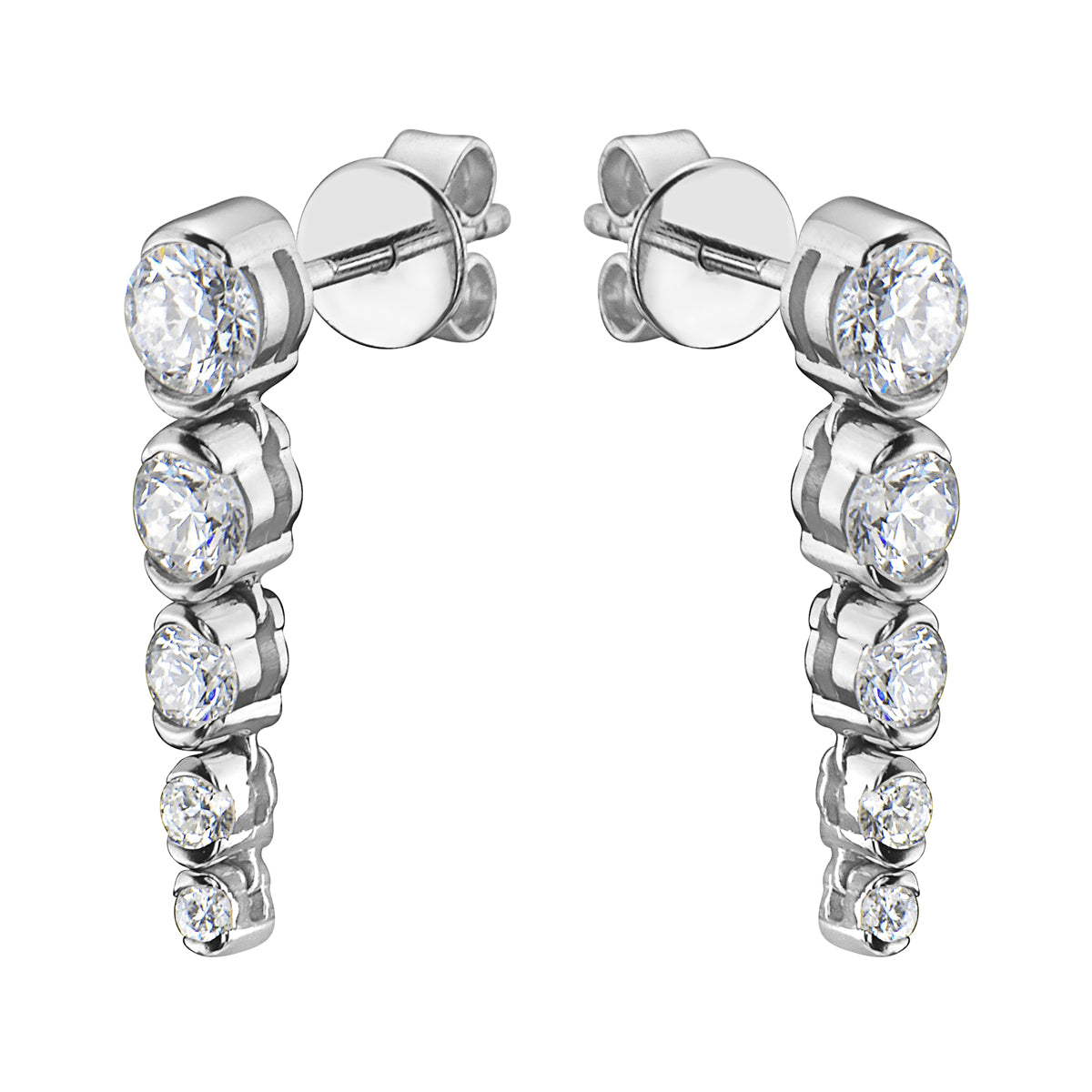 5 Stone White Gold Diamond Drop Earrings, 0.79ct