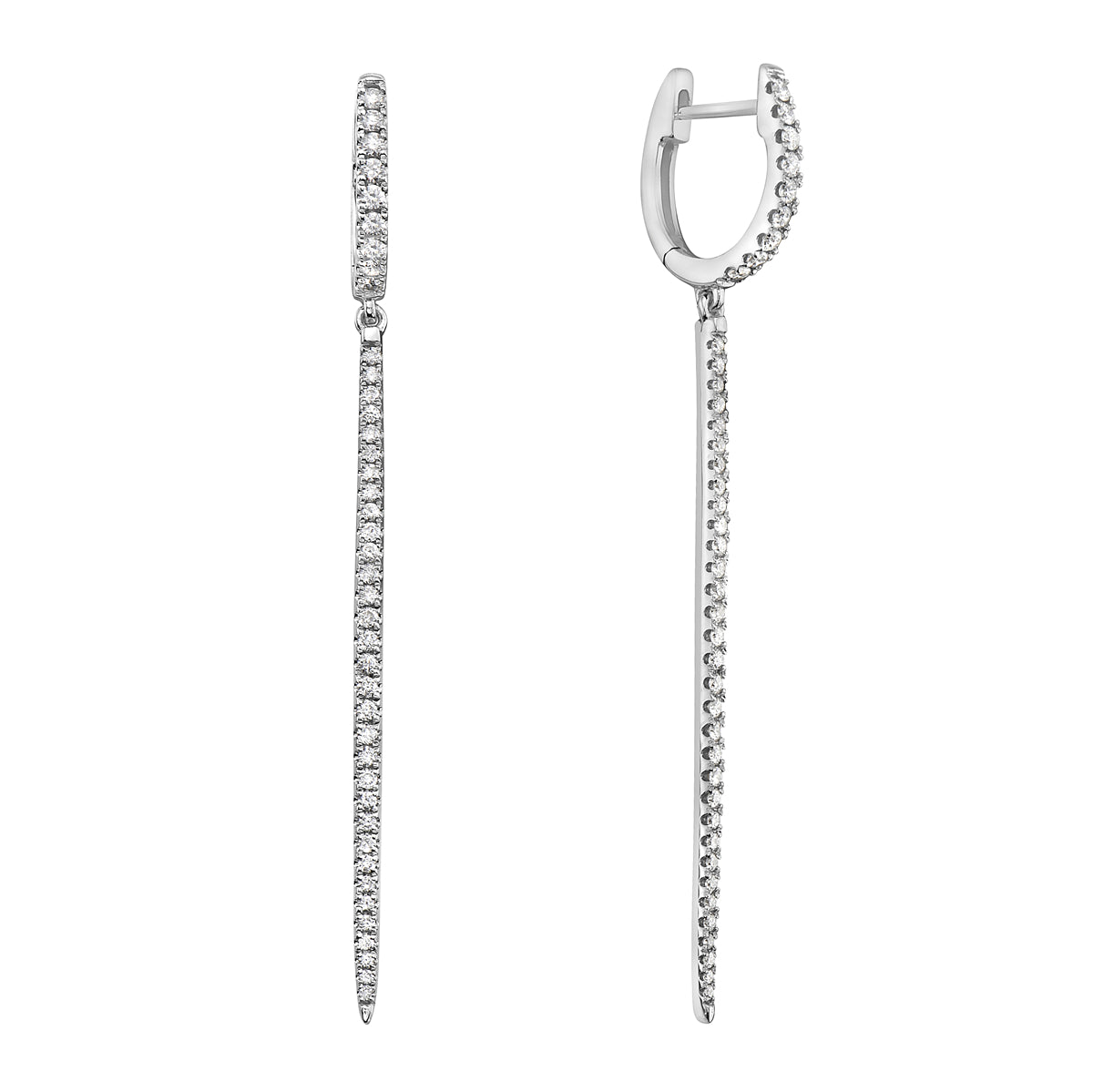 White Gold Spike Hoop Earrings, 0.52ct