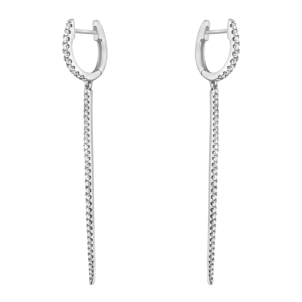 White Gold Spike Hoop Earrings, 0.52ct