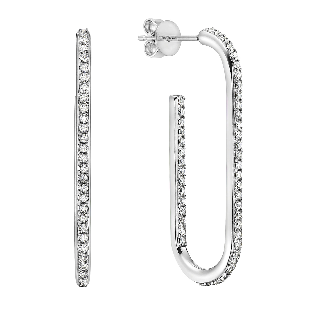 White Gold Oval Hoop Earrings