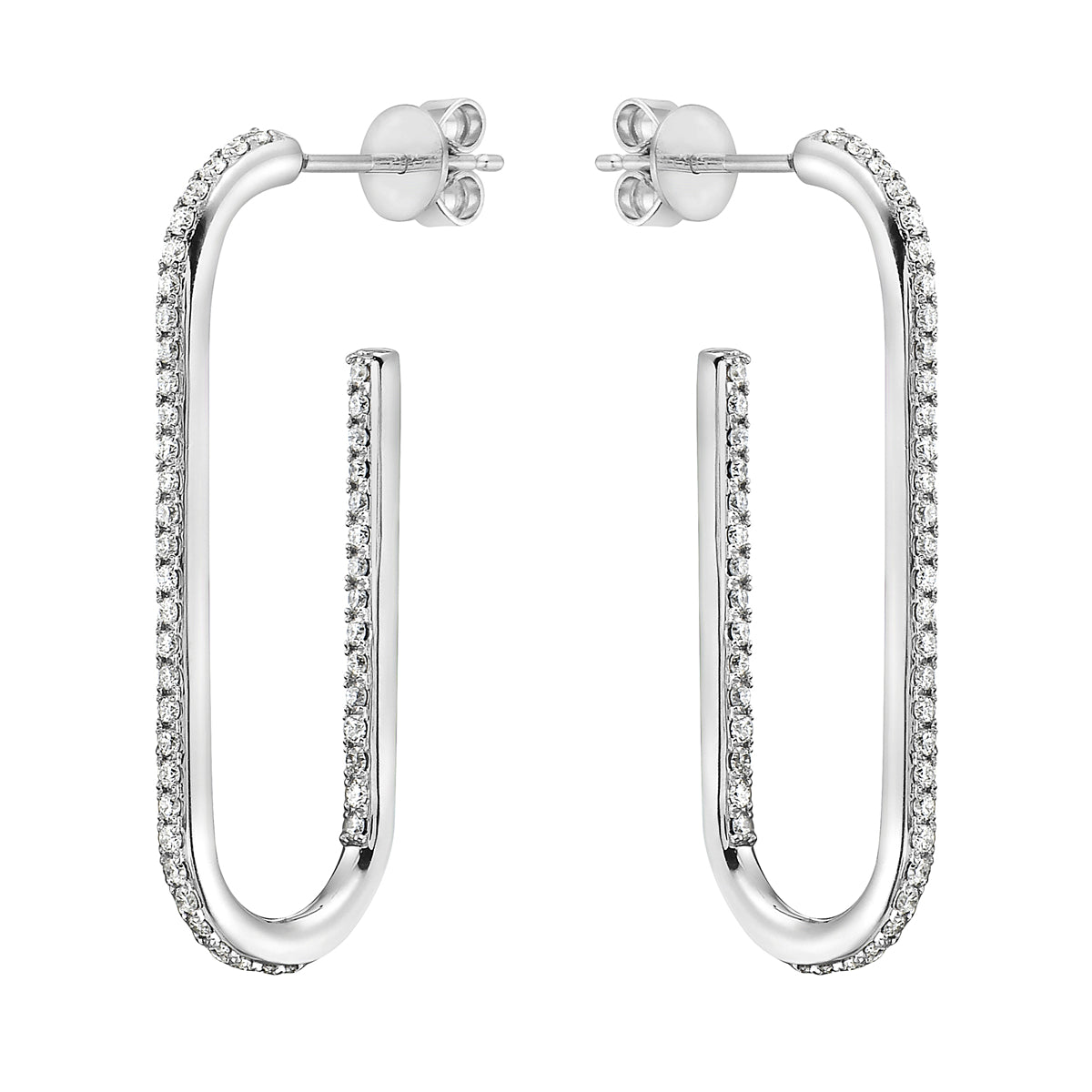 White Gold Oval Hoop Earrings, 0.49ct
