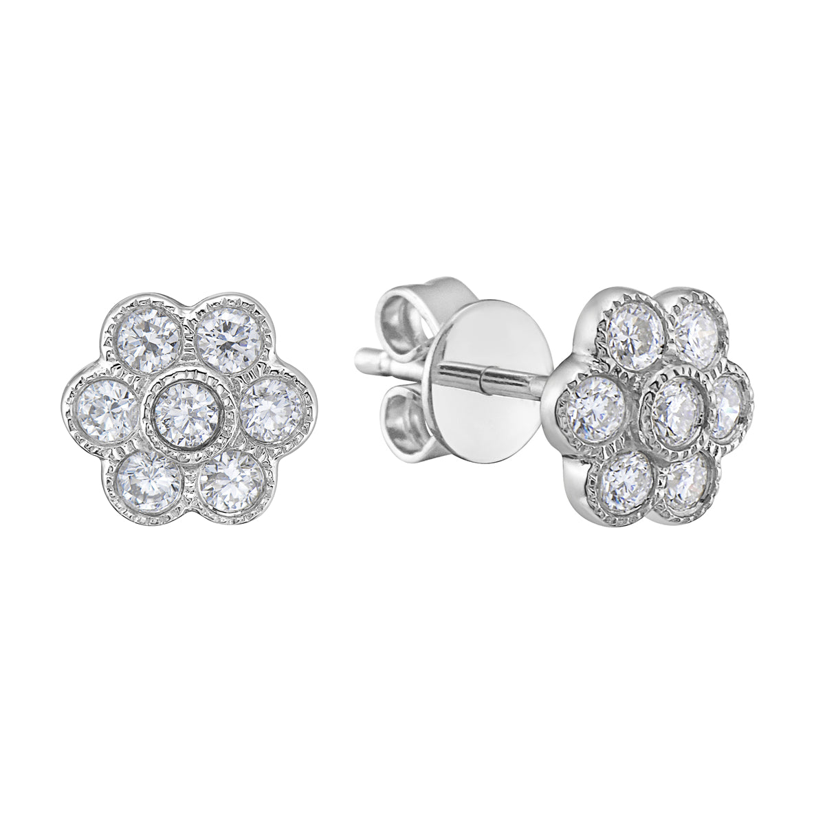 Bezel Flower Stud, 0.31ct