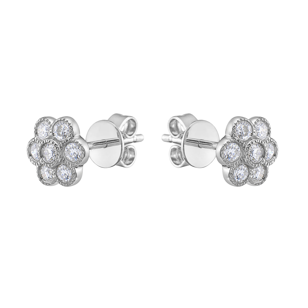 Bezel Flower Stud, 0.31ct