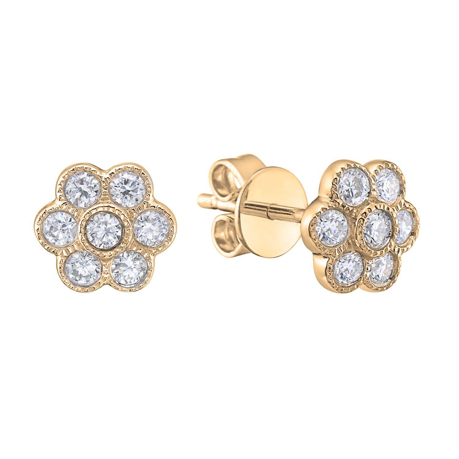Bezel Flower Stud, 0.31ct