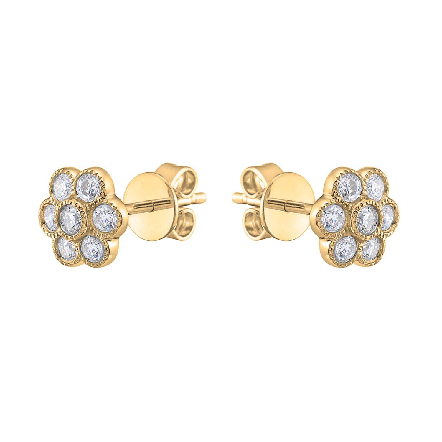 Bezel Flower Stud, 0.31ct