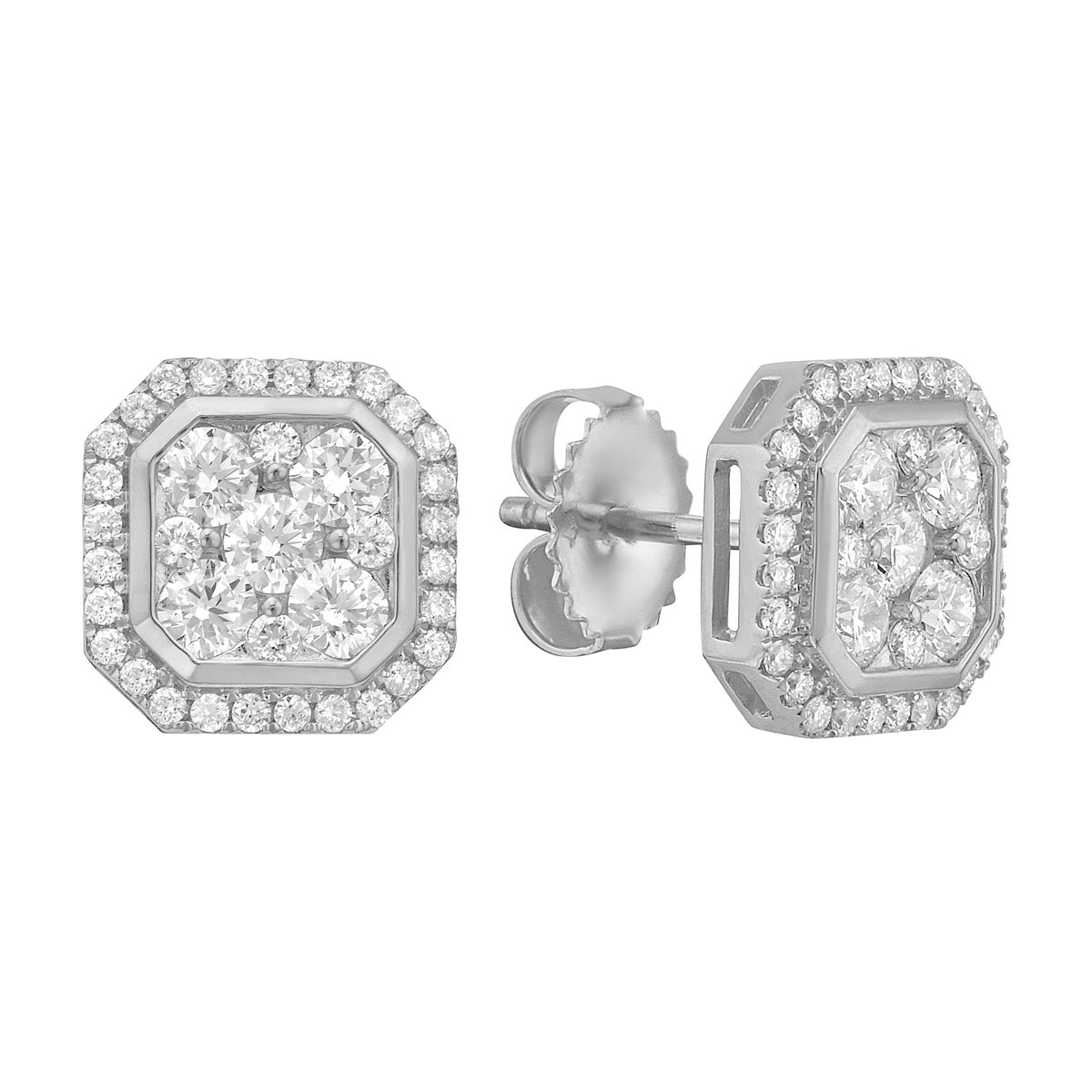 14K White Gold Diamond Earrings, 1.14ct