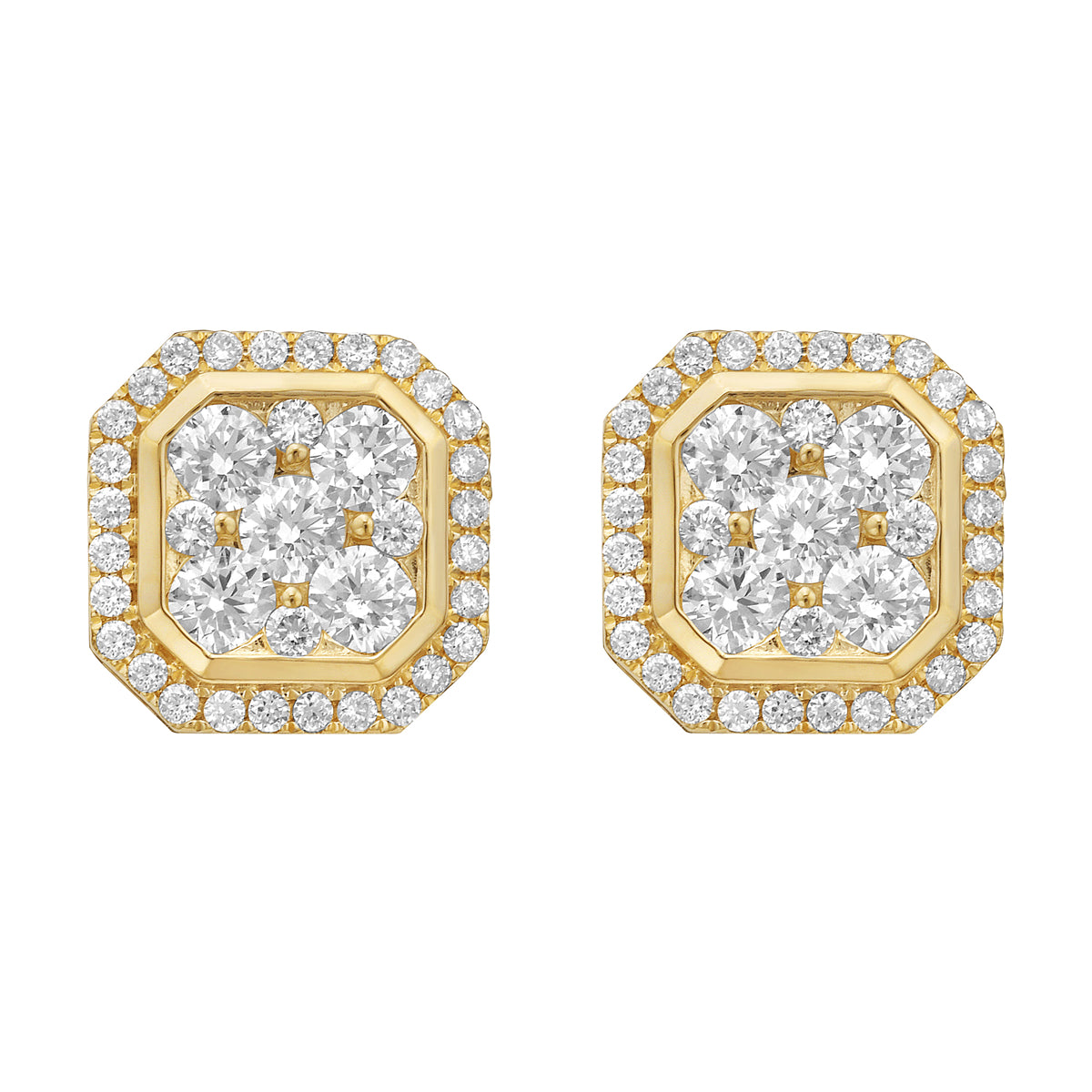 14K Yellow Gold Diamond Earrings, 1.12ct