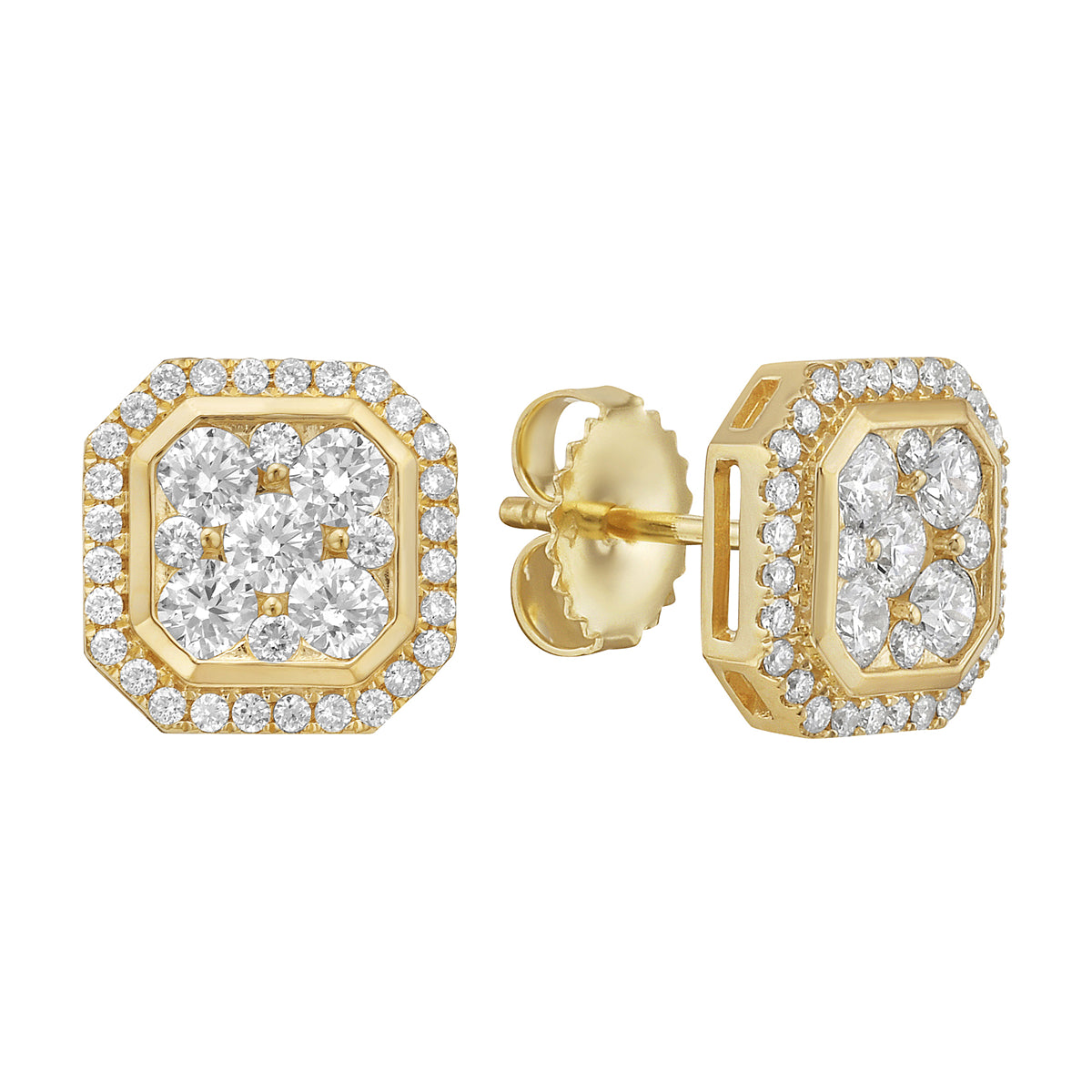 14K Yellow Gold Diamond Earrings, 1.12ct