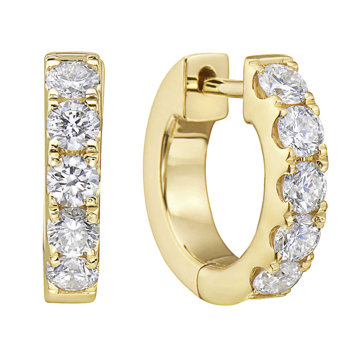 14K Yellow Gold Bulky Mini Hoop Earrings, 0.59ct