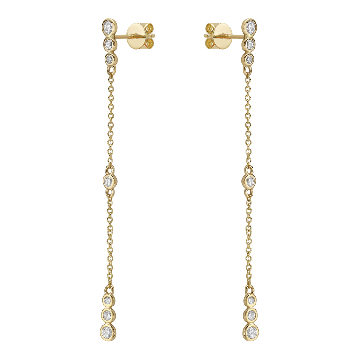 14K Yellow Gold Dangling Chain Link Earring, 0.35ct