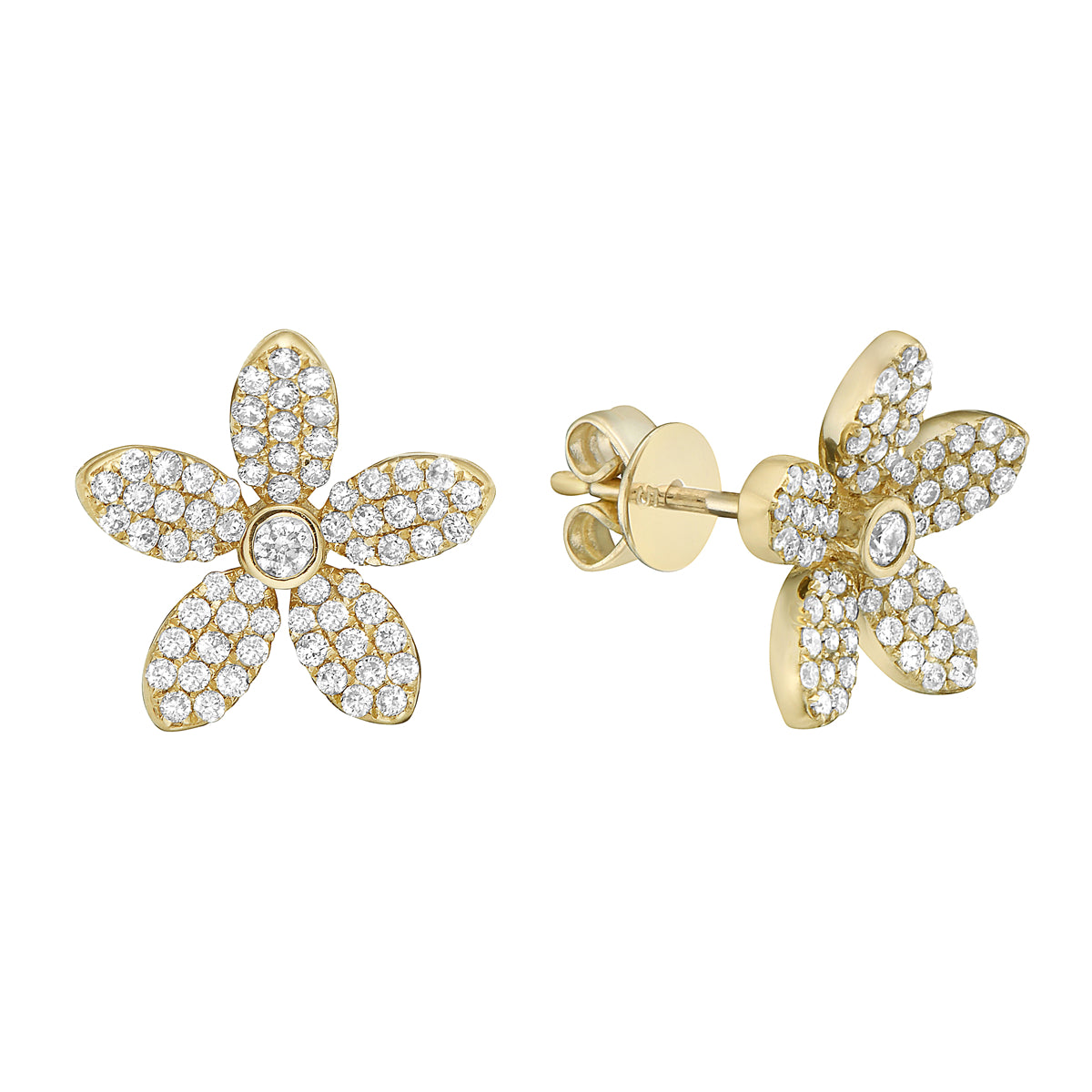 14K Yellow Gold Diamond Earrings, 0.54ct
