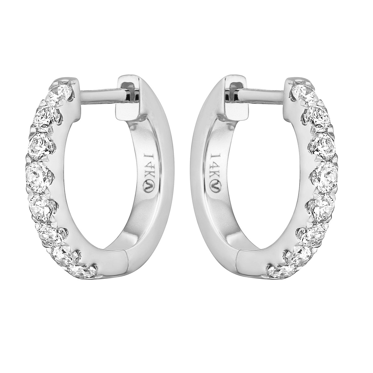 0.29 CT White Gold 12mm Diamond Huggie Earrings - Large, 0.25ct