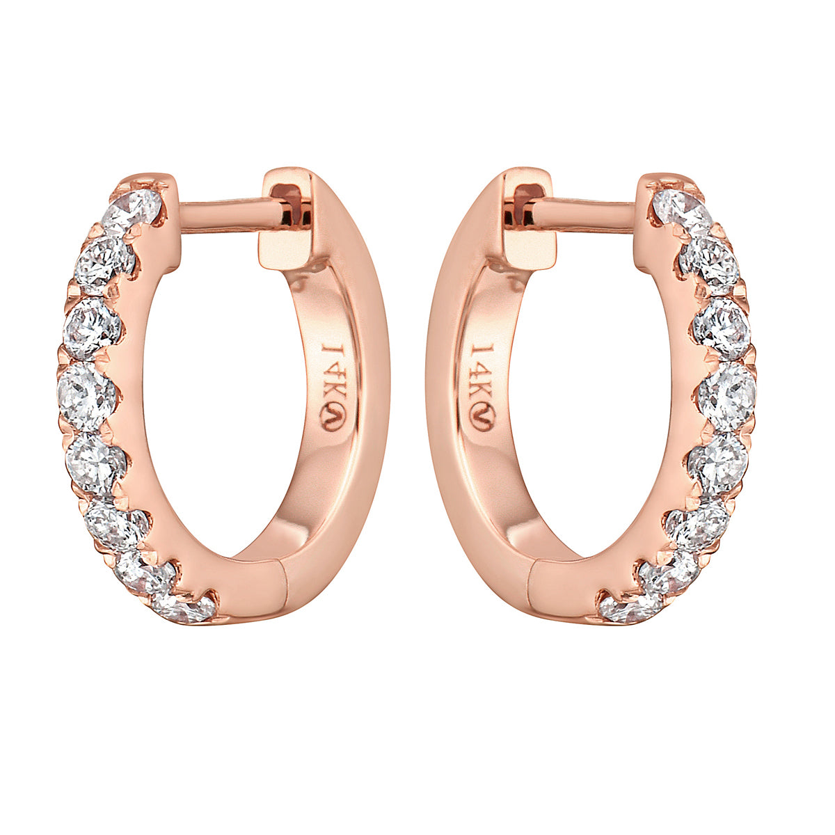 0.29 CT Rose Gold 12mm Diamond Huggie Earrings - Large, 0.29ct