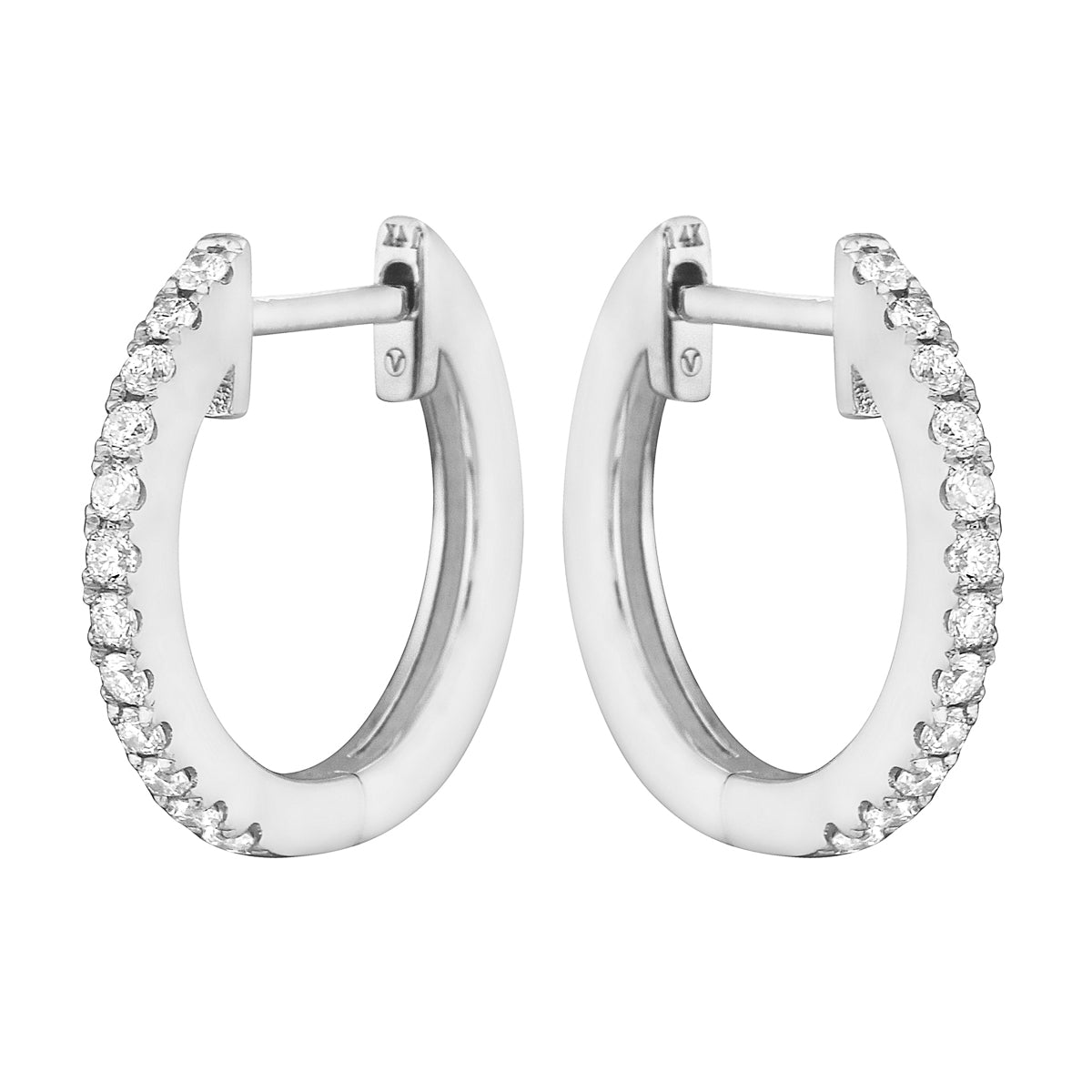 0.17 CT White Gold 14mm Diamond Huggie Earrings - Small, 0.17ct