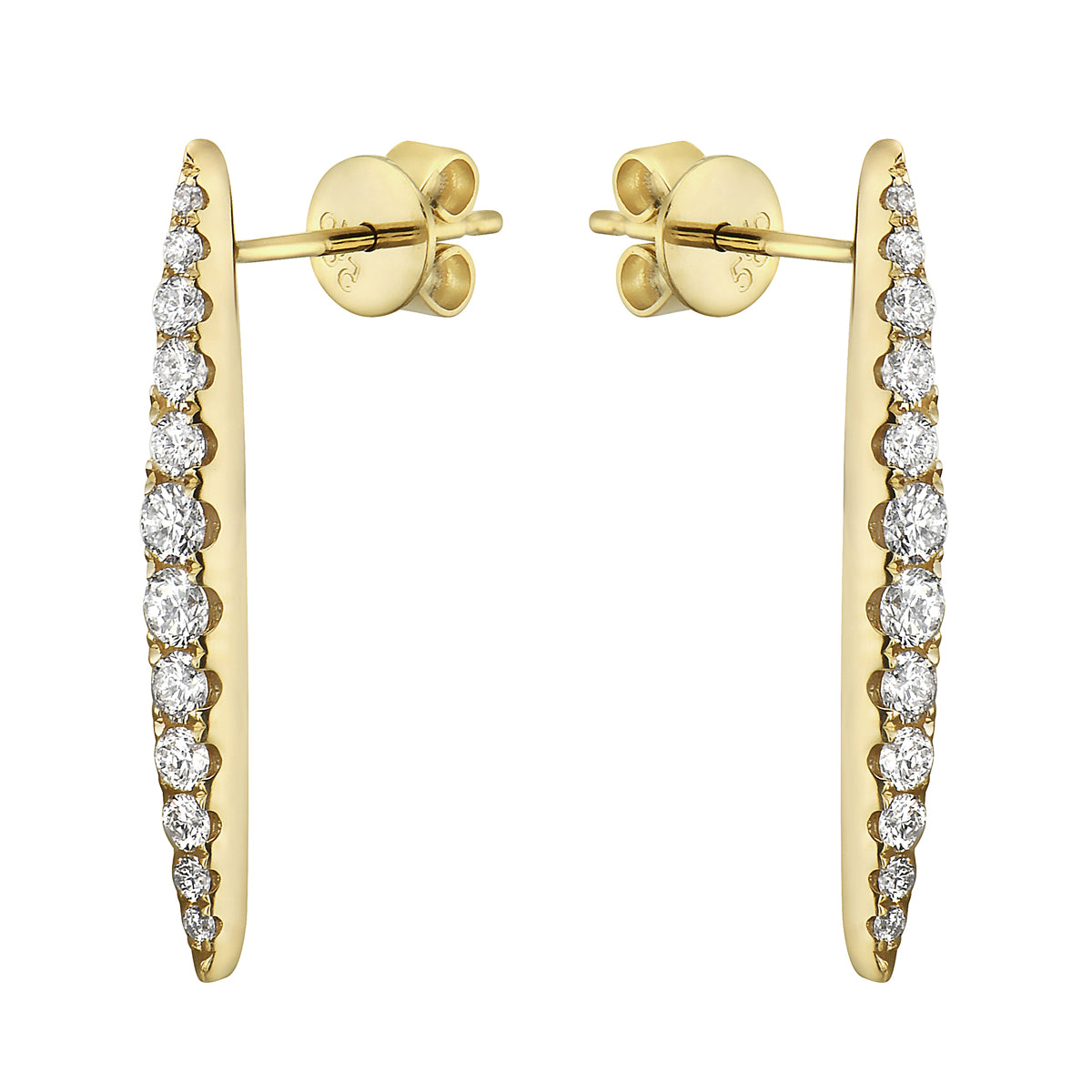 Yellow Gold Surfboard Diamond Drop Earrings, 0.52ct