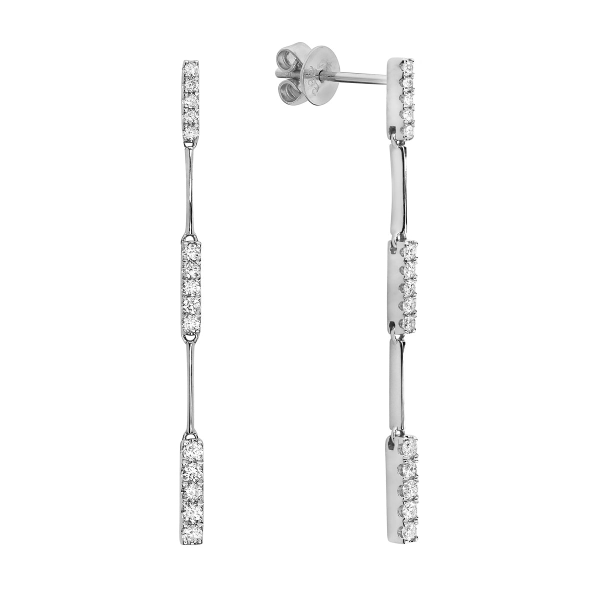 White Gold Diamond Link Drop Earrings, 0.48ct
