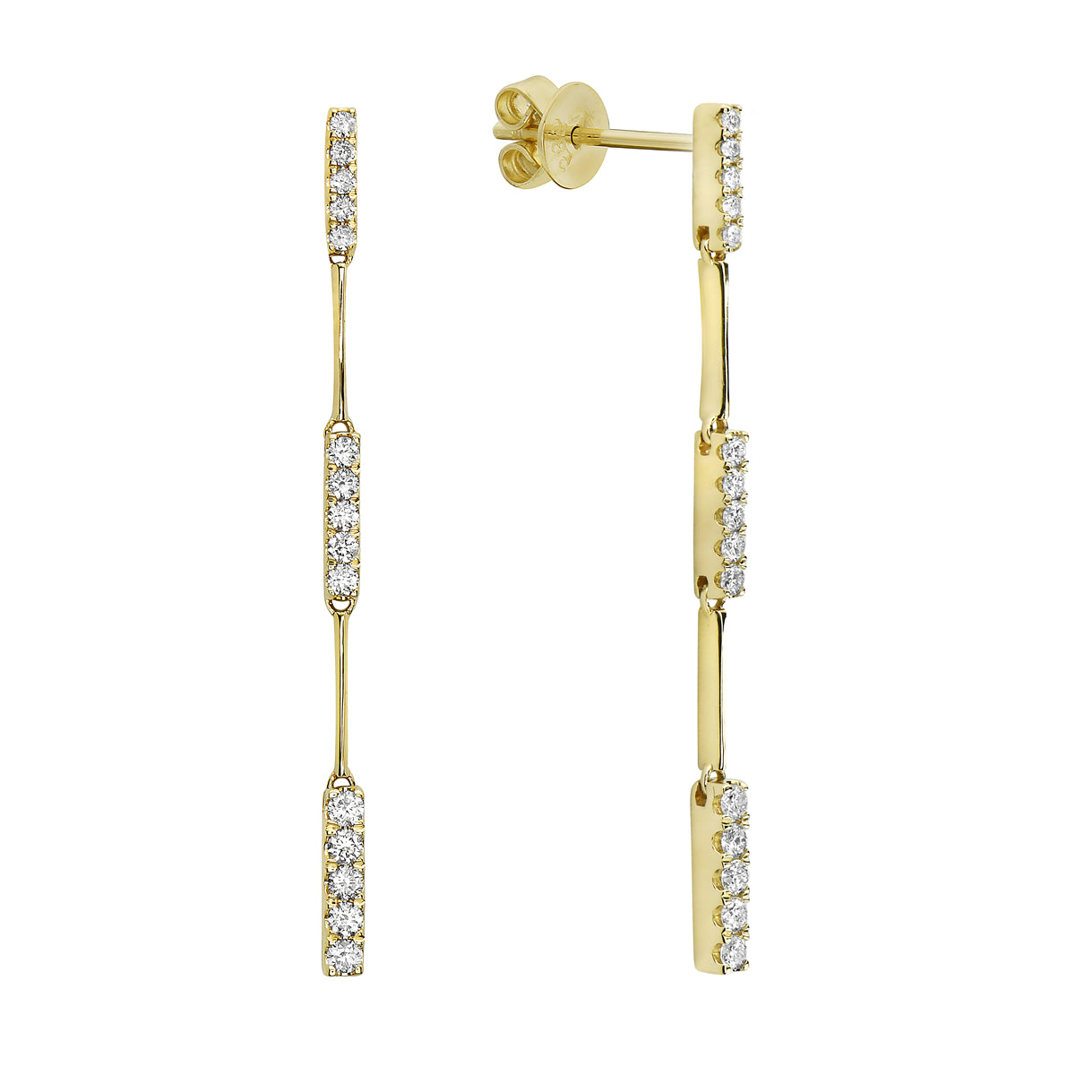 14K Yellow Gold Diamond Link Drop Earrings - Main Image