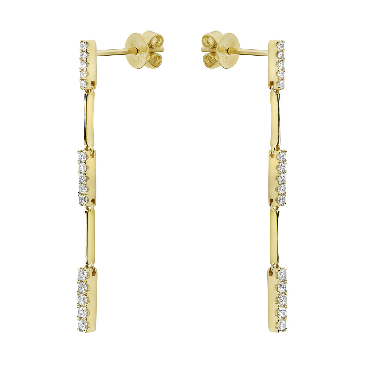 14K Yellow Gold Diamond Link Drop Earrings, 0.48ct
