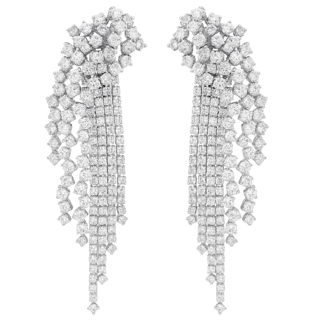14K White Gold Diamond Earrings, Round, 7.22ct