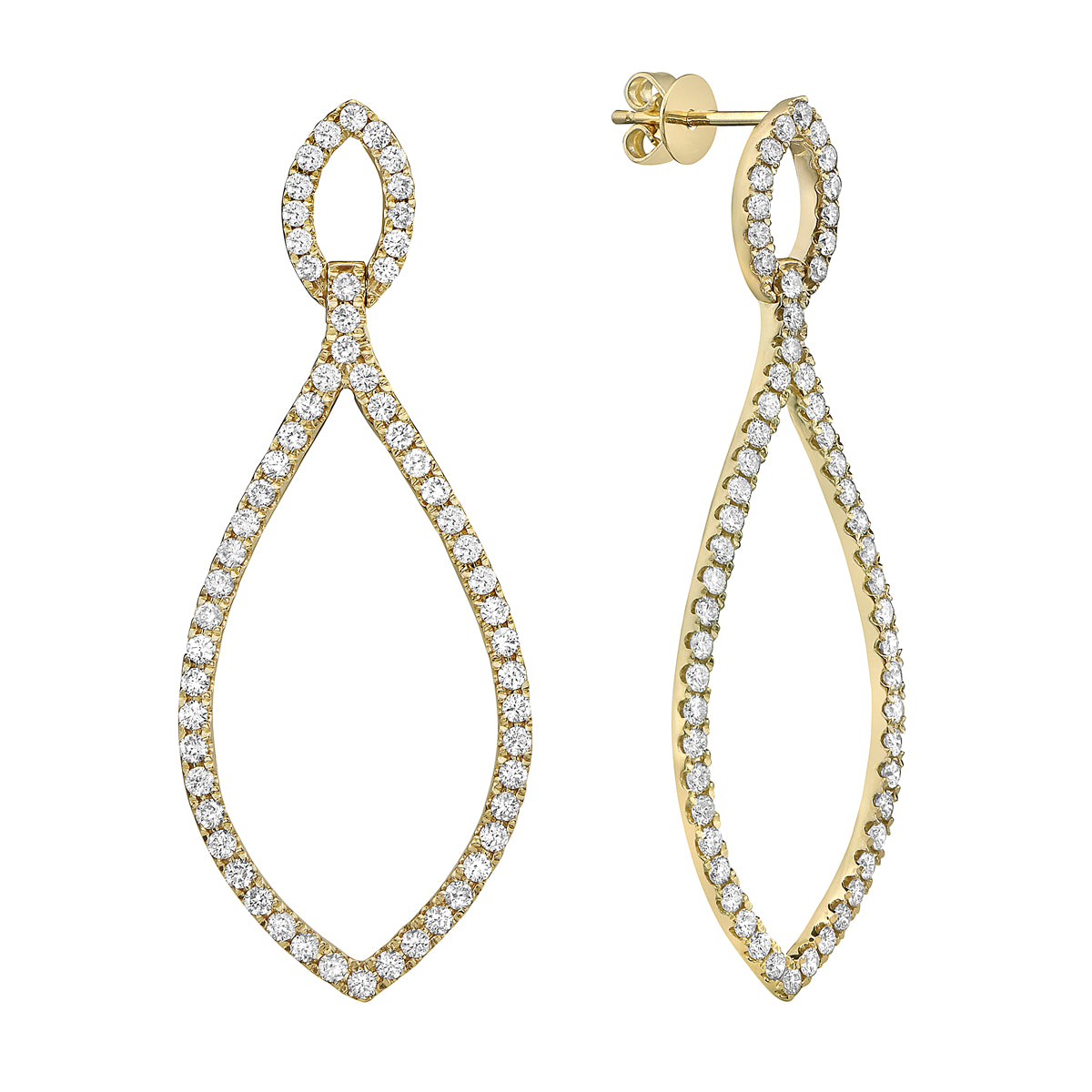 14K Yellow Gold Drop Earrings, 1.41ct