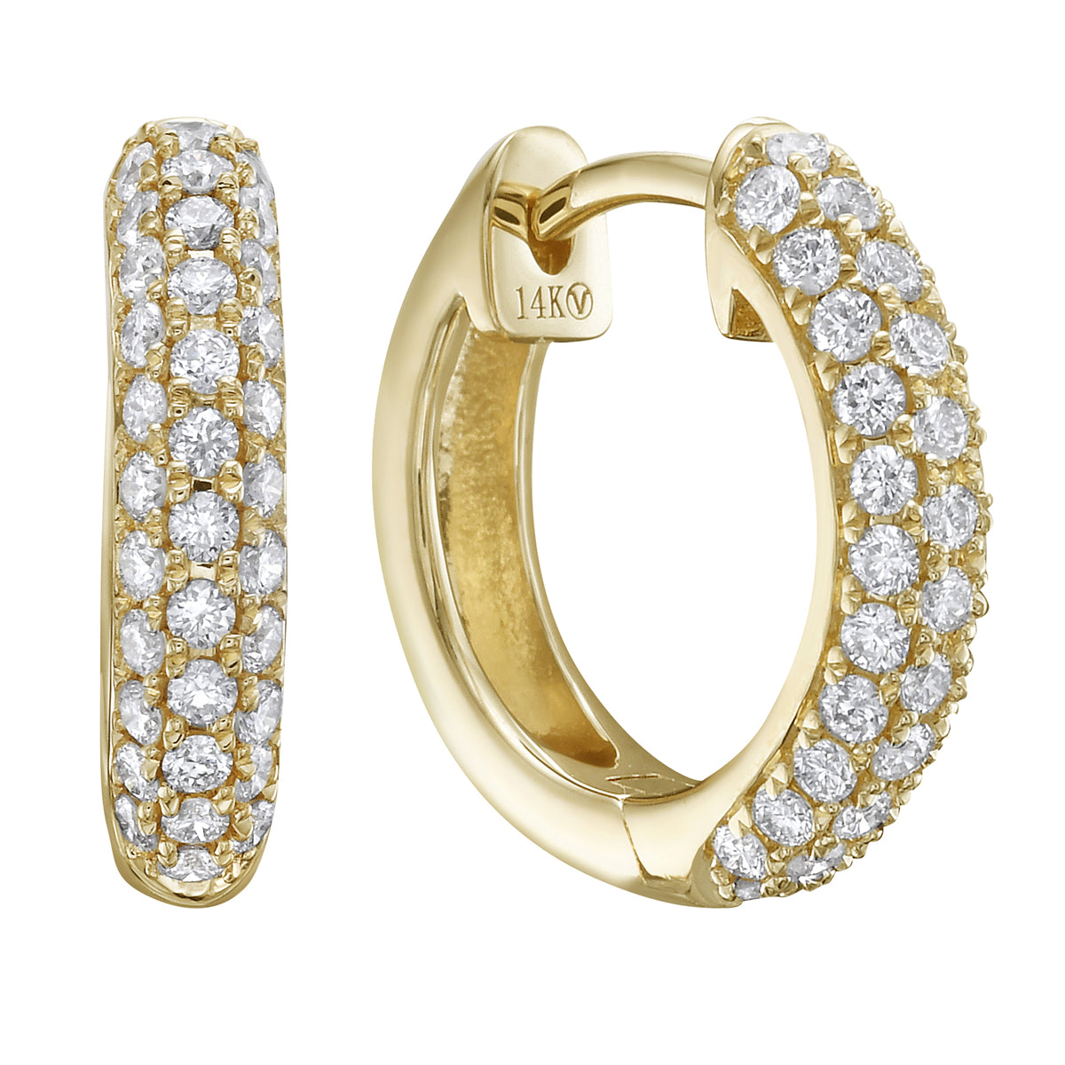 14K Yellow Gold Diamond Earrings, 0.48ct