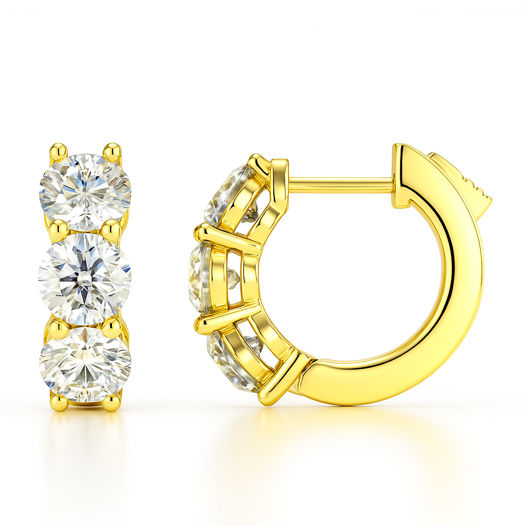 14K Yellow Gold Diamond Earrings, 1.0ct