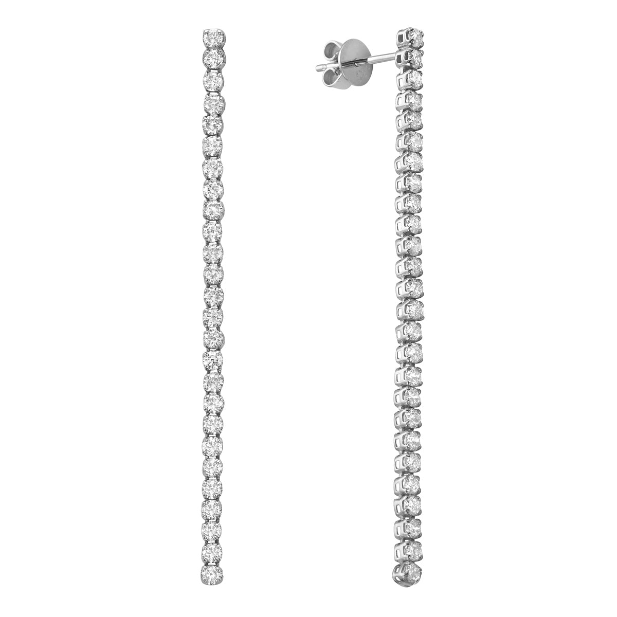 14K White Gold Diamond Hanging Earrings, 1.28ct