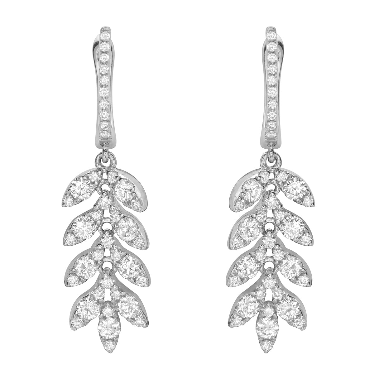 14K White Gold Diamond Earrings, 1.28ct