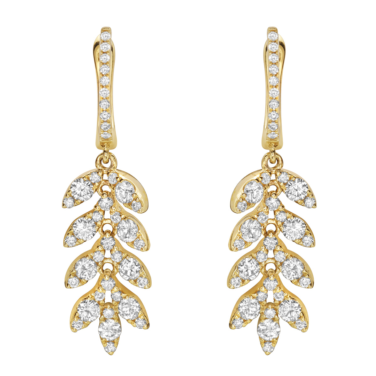 14K Yellow Gold Diamond Earrings, 1.28ct