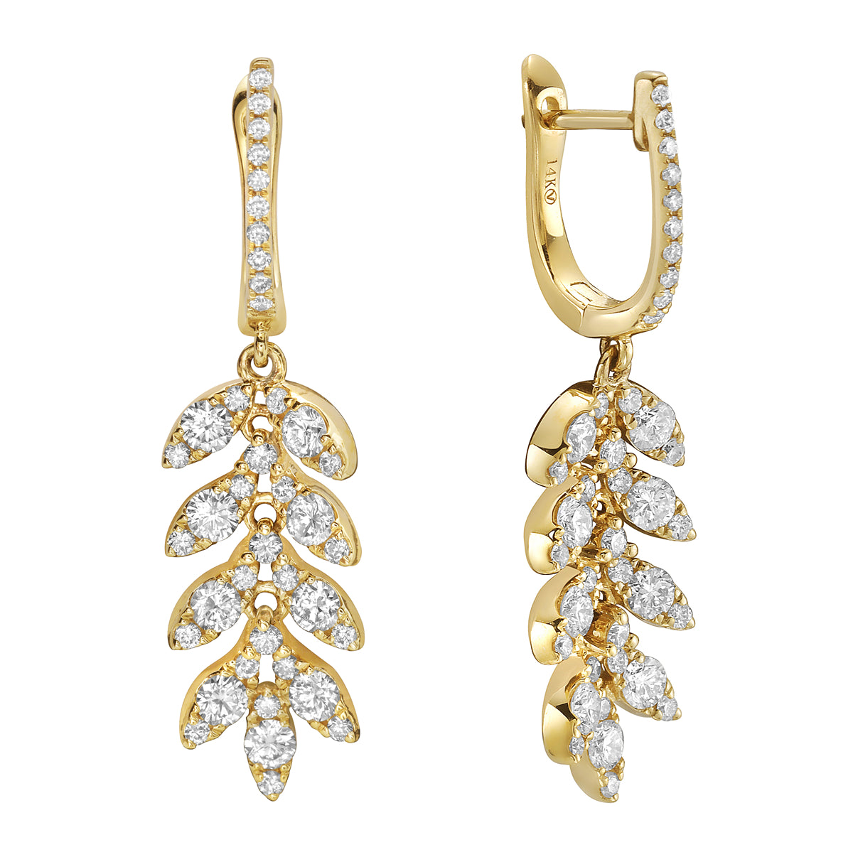 14K Yellow Gold Diamond Earrings, 1.28ct