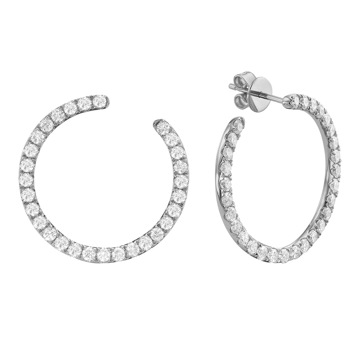 14K White Gold Diamond Earrings, 1.25ct
