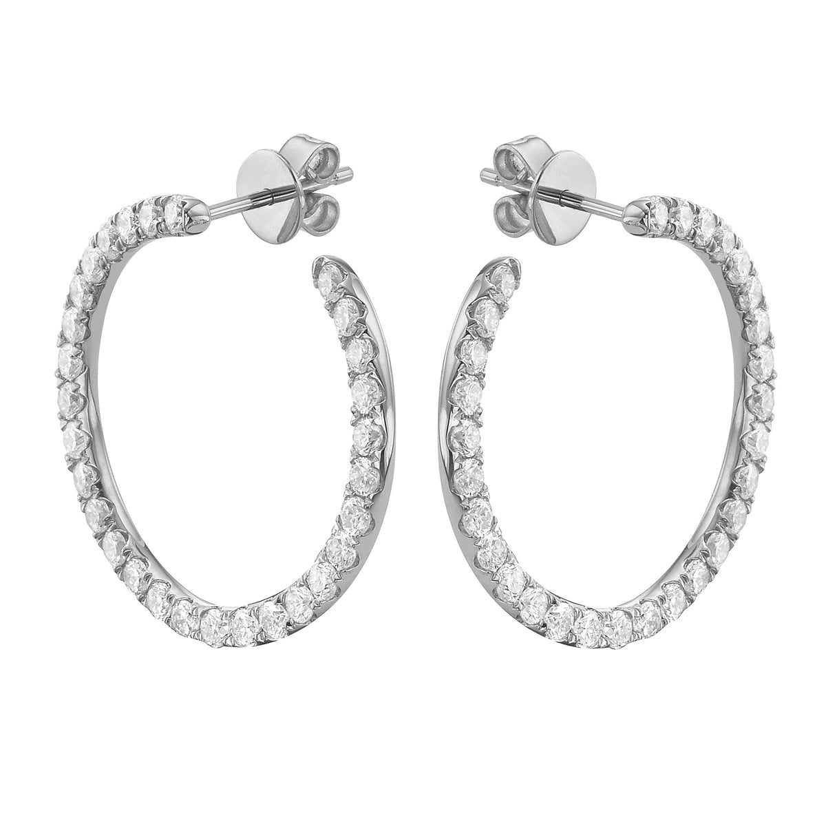 14K White Gold Diamond Earrings, 1.25ct